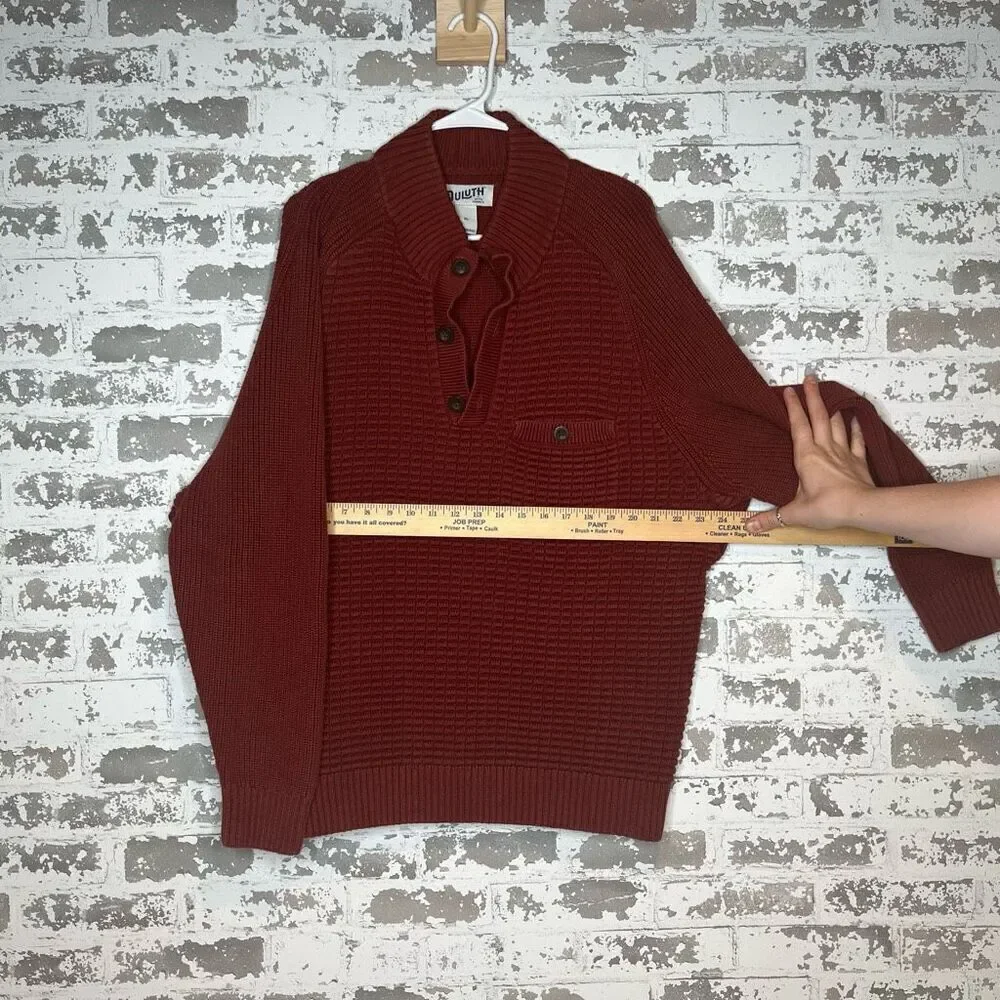 Duluth Trading Co. | men knitted burnt orange Henley sweater